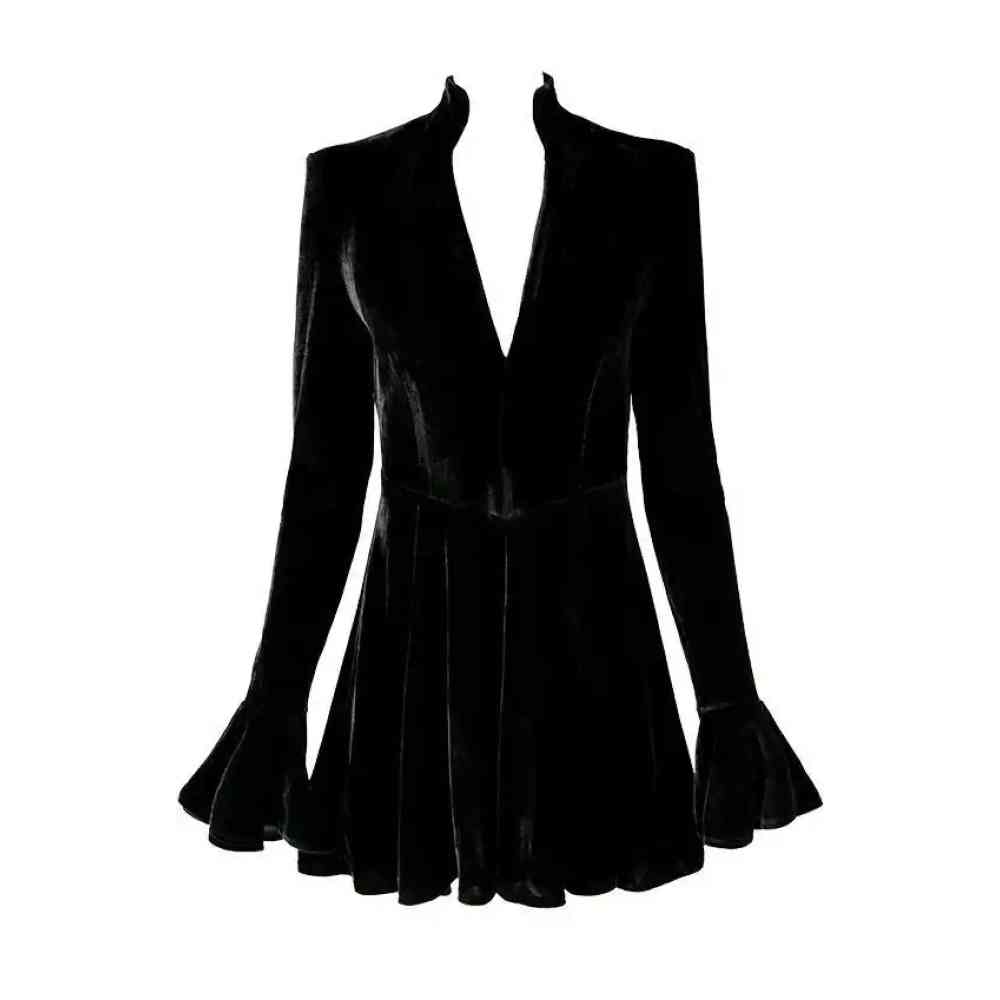 Restyle - Velvet Draculina Mini dress - Black